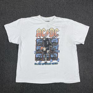 ACDC Men T-Shirt White Blow Up Your Video Guitar Graphic Size 2XL XXL